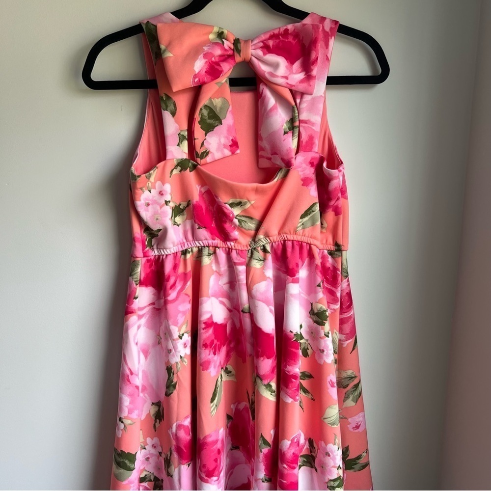 Bonnie Jean Coral Flower Dress - Size 16 - Picture 4 of 14